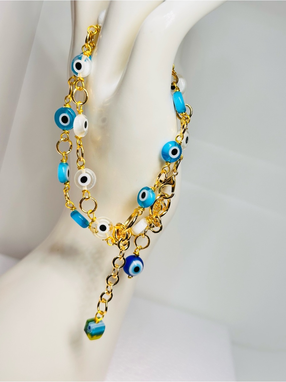 Set  white and blue Evil Eye bracelets